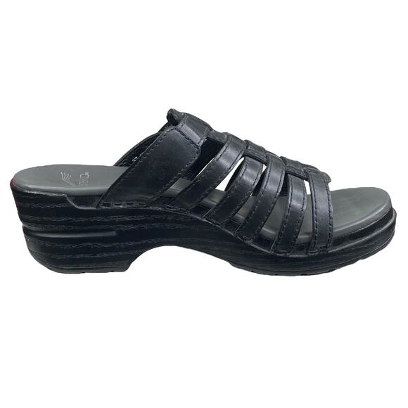 Dansko Women's Marion Black Leather Slip On Sandal Size 37 US 6.5/7 - Picture 4 of 11